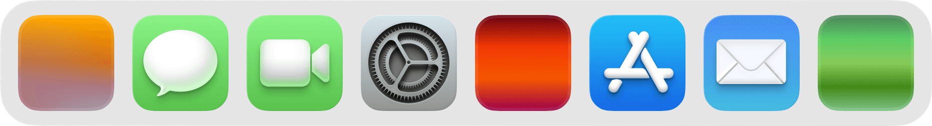 Collection of macOS-style app icons arranged in a row