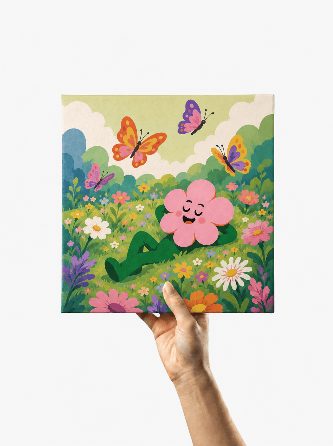 Flower music album cover — illustrated garden scene with flowers and a hand