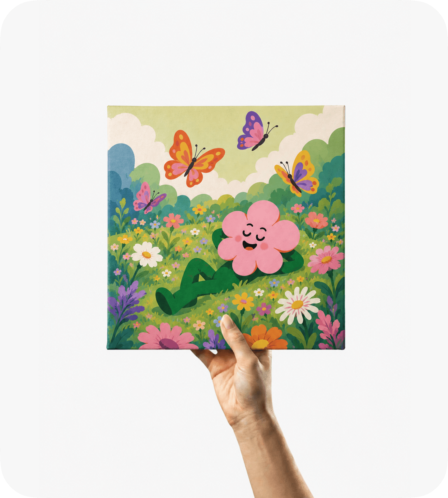 Flower music album cover — illustrated garden scene with flowers and a hand
